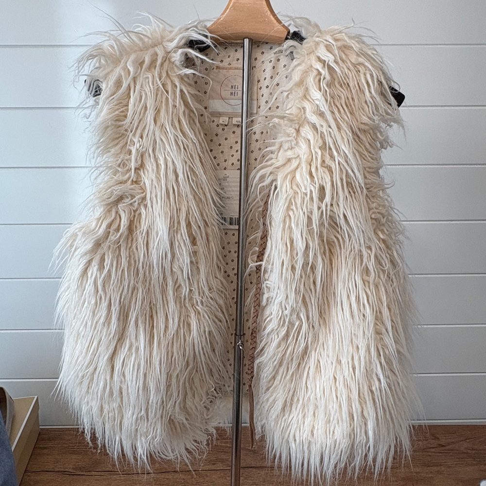 Anthropologie Faux Fur Vest in Cream
